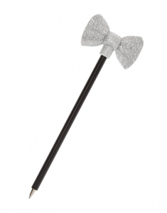 Claire's Silver Glitter Bow Pen 10652