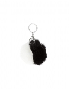 Claire's Black and White Faux Fur Pom Key Ring 14710