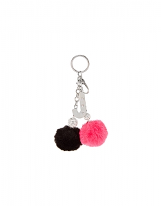 Claire's Pink and Black Pom Pom Initial J Keychain 95488