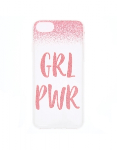 Claire's Pink Glitter Girl Power Phone Case 73200