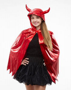 Claire`s Halloween Metallic Hooded Devil Cape - Red 72796