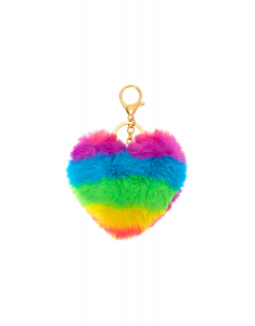 Claire`s Rainbow Heart Pom Keychain 51321