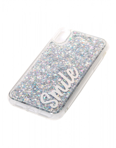 Claire`s Smile Silver Glitter Liquid Fill Phone Case 17723
