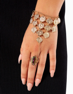 Claire`s Fortune Teller Golden Coin Bracelet Ring 10971
