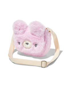 Claire`s Club Furry Pink Bear Crossbody Bag 9964