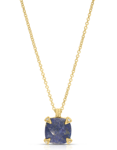 colier Peroni&Parise Queen aur 14 kt cu diamante si lapis lazuli QUE-P01DBLAP