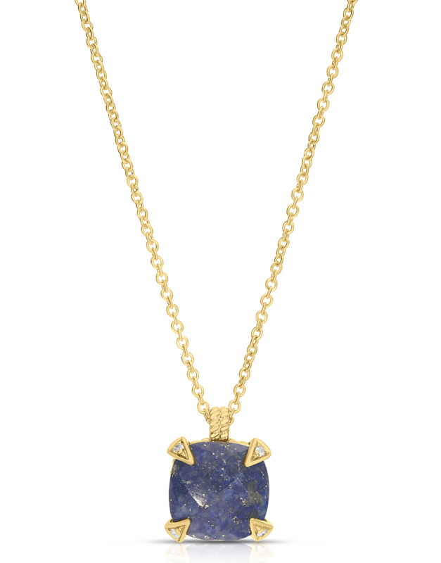 Coliere Peroni&Parise Queen aur 14 kt cu diamante si lapis lazuli QUE-P01DBLAP