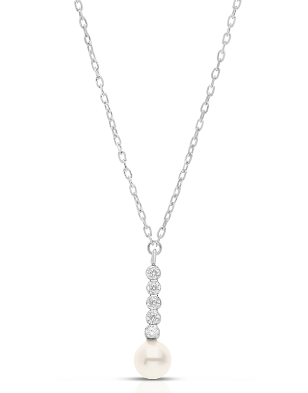 Coliere argint 925 cristale si perla 32351AG-RH-CW