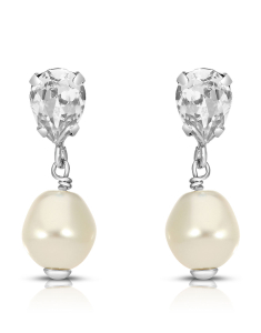 cercei argint 925 stud lung cu perle si cristale 32746AG-RH-C