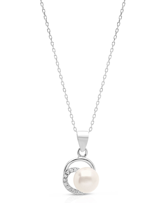 Coliere argint 925 cu perla si cubic zirconia YE9232-CH-W