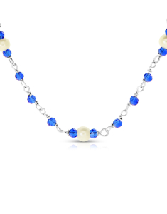colier argint 925 cu perle si cristale albastre BB235148-RH-WBL