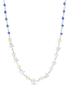colier argint 925 stele cu perle si cristale albastre BB235151-RH-WBL