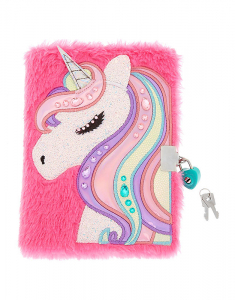 Claire's Miss Glitter the Unicorn Soft Lock Notebook 81189