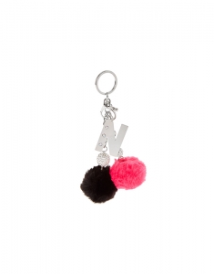 Claire's Pink and Black Pom Pom Initial N Keychain 95731