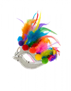 Claire's Rainbow Pom Pom Ball Feather Mask 15418