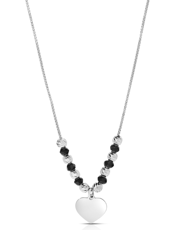 Coliere cu inima din argint 925 si cristale negre CLMX5504-RH-BK