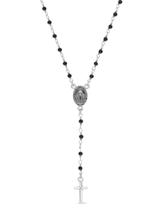 argint 925 rosario cruce cu cristale negre 