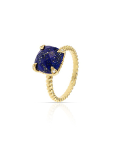 inel Peroni&Parise Queen aur 14 kt cu diamante si lapis lazuli QUE-A01DBLAP