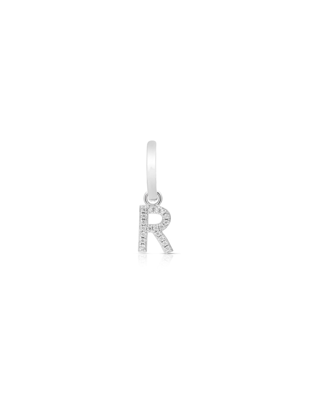 Cercei argint 925 rotund litera R si cubic zirconia BB40OR-RH-W-R