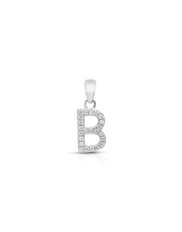 Pandantive argint 925 litera B si cubic zirconia BB41CI-RH-W-B