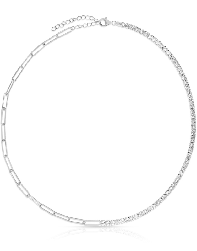 Coliere argint 925 semi tennis si cubic zirconia BB9C-RH-W
