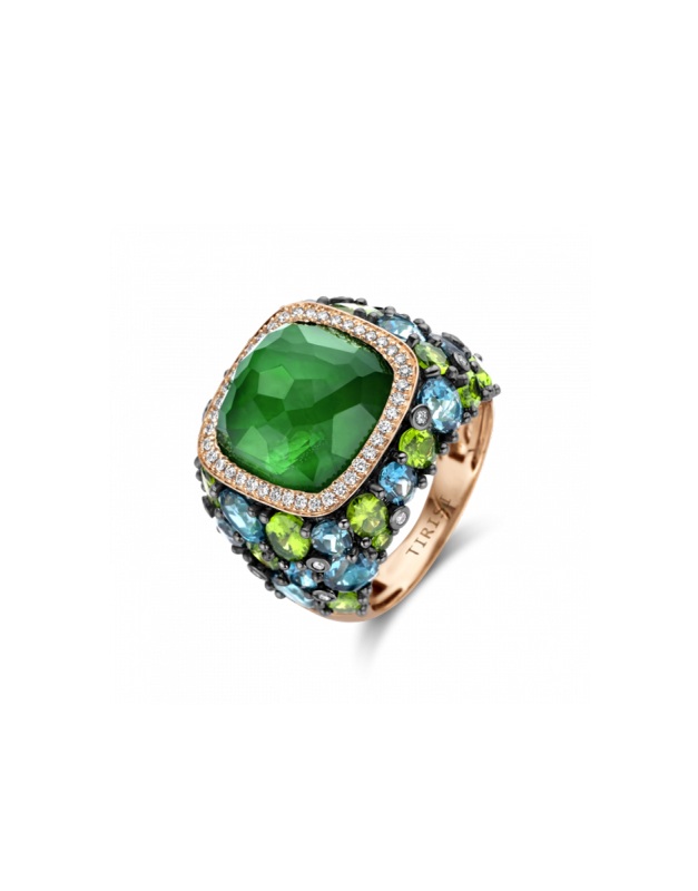 Inele Tirisi Jewelry Doha aur 18 kt cu diamante si smarald TR9763EM-P