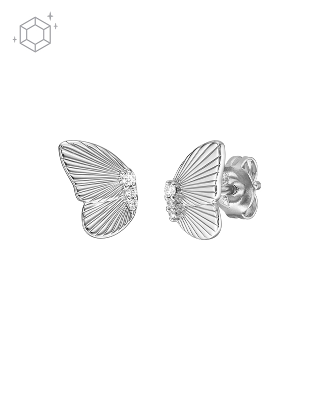 Cercei Fossil Sterling Silver Butterflies stud JFS00621040