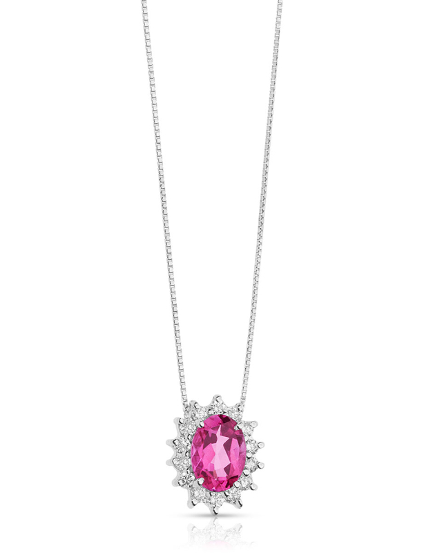 Coliere Comete Gold Fantasia Di Topazio roz cu diamante GLB1579