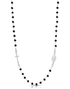 argint 925 rosario icoana si cruce cu cristale negre 