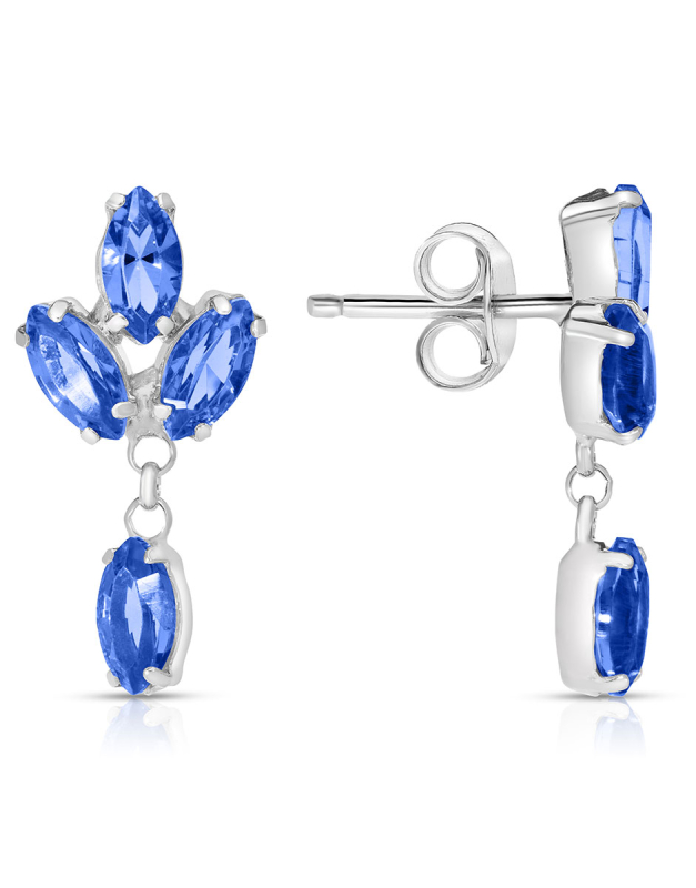 Cercei argint 925 stud lung si cristale albastre 32477AG-RH-S