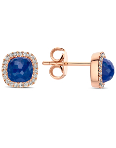 cercei Tirisi Jewelry Milano aur 18 kt stud cu diamante si lapis lazuli TE9226LA-P