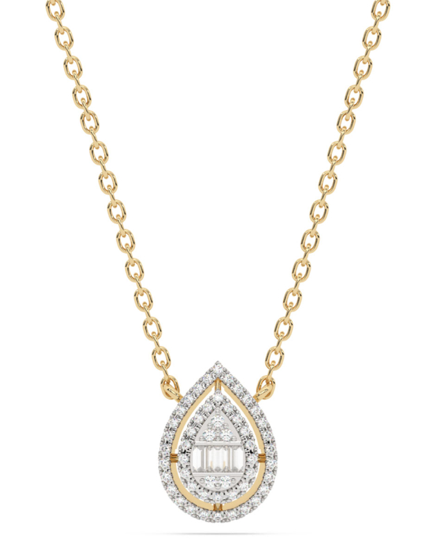 Coliere aur 14 kt baguette cu diamante EU19212PK0015-Y