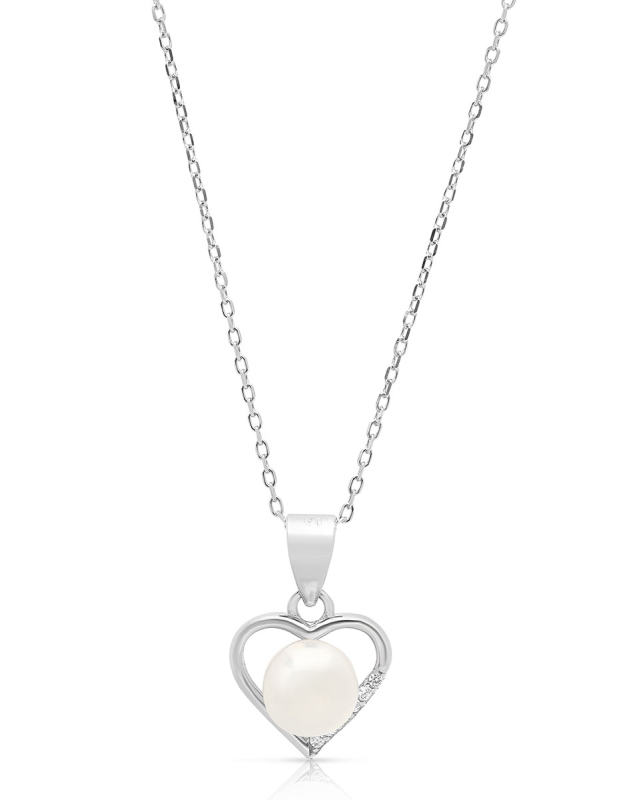 Coliere argint 925 inima cu perla si cubic zirconia YE9223-CH-W