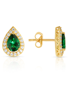 aur 14 kt stud si cubic zirconia verde 