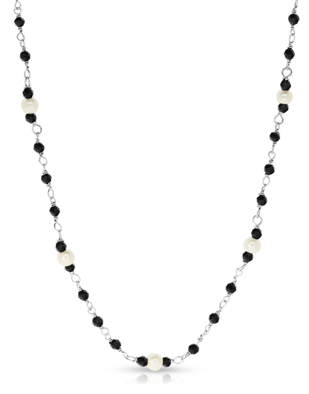 Coliere argint 925 cu perle si cristale negre BB235130-RH-WBK