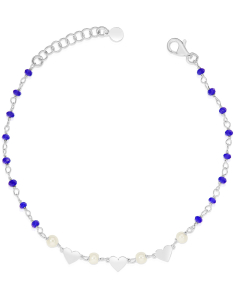 bratara argint 925 inimi cu perle si cristale albastre BB235125-RH-WBL
