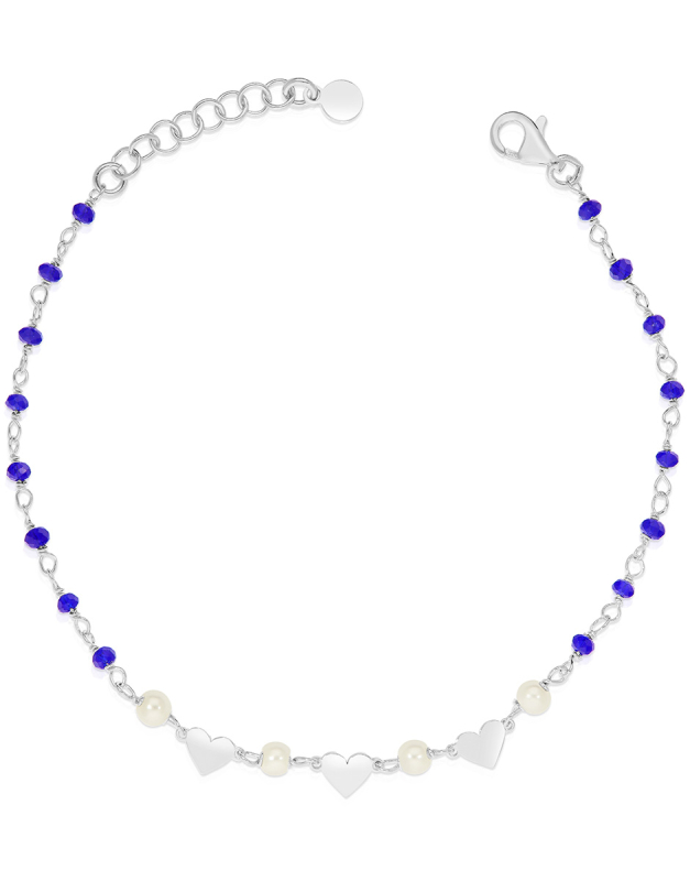 Bratari argint 925 inimi cu perle si cristale albastre BB235125-RH-WBL