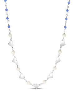 colier argint 925 inimi cu perle si cristale albastre BB235132-RH-WBL