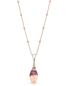 colier Tirisi Jewelry Doha aur 18 kt cu diamante safire roz si cuart TP9148PQ-P