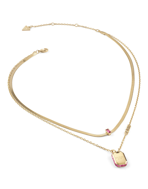 Coliere Guess Hashtag dublu cu cristale JUBN04257JWYGFCT-U