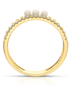 inel aur 14 kt cu diamante si perle de cultura SR40794-Y