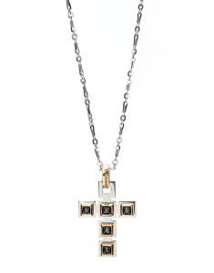 Zancan Gold Insignia aur 18 kt cruce cu diamante negre 