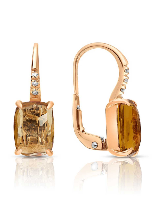 Cercei Peroni&Parise Dharma aur 14 kt cu diamante si cuart DHA-O50DBQCOG