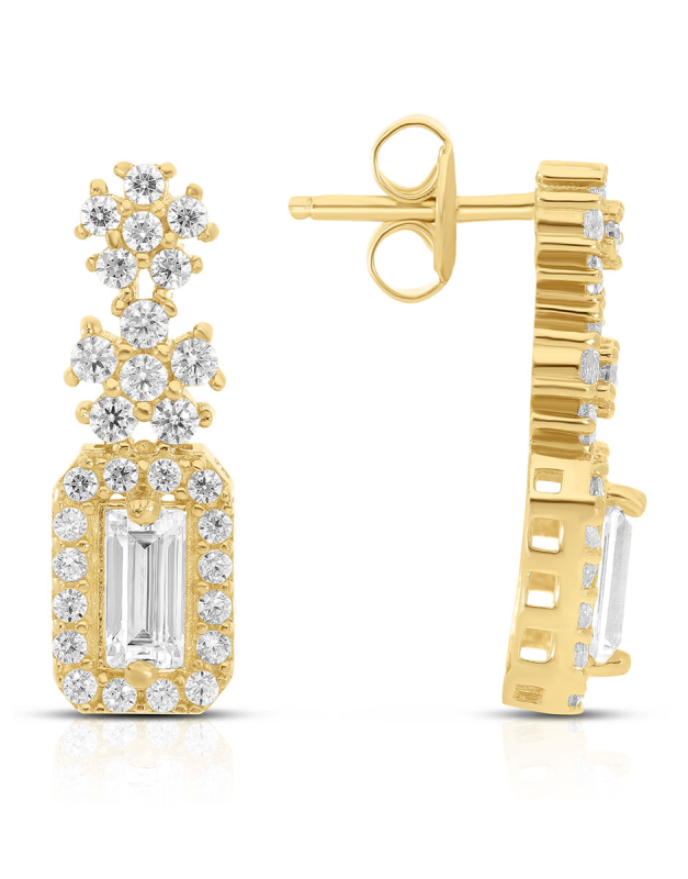 Cercei aur 14 kt stud lung si cubic zirconia TTK2175Y-C